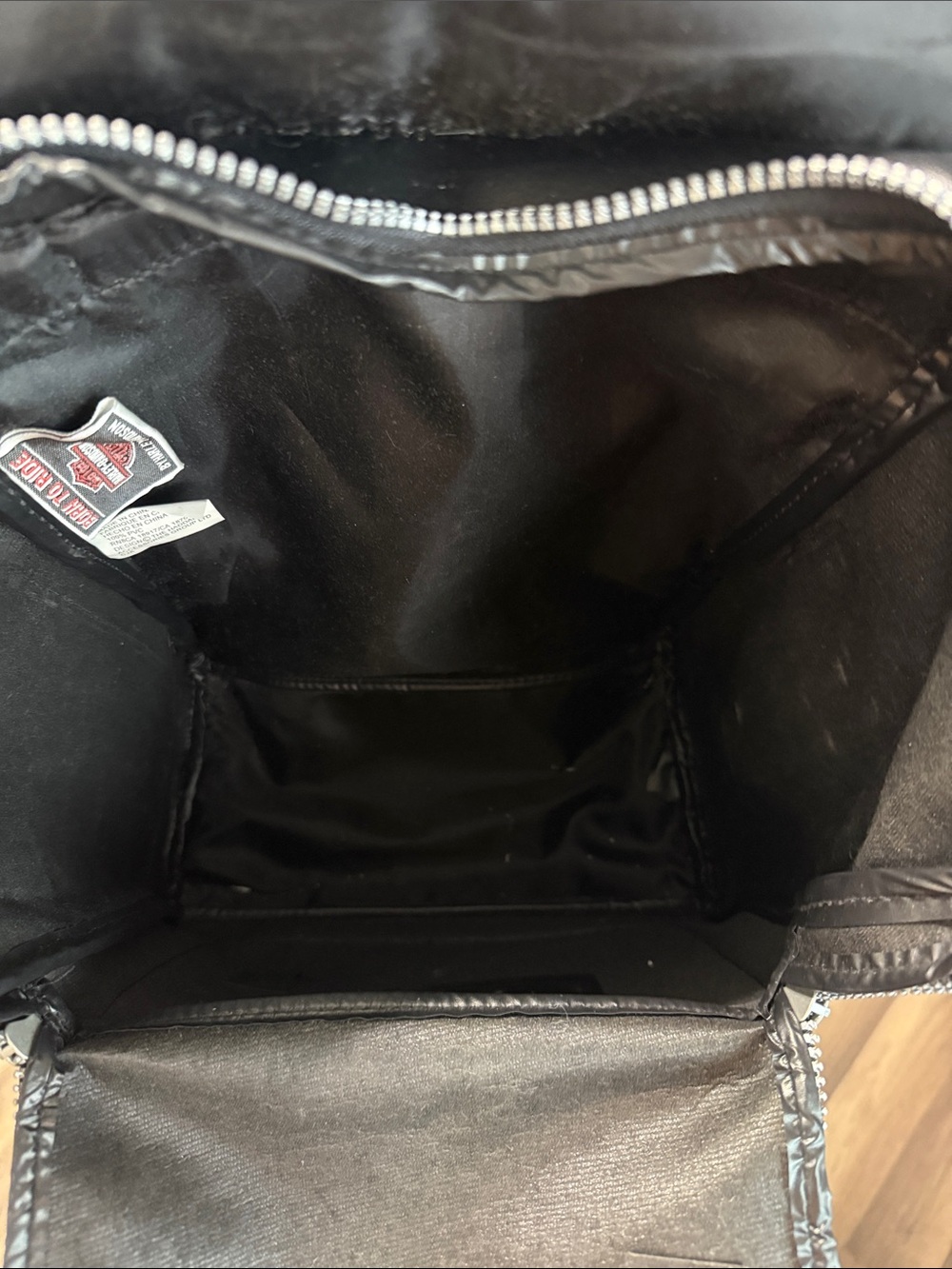 Harley-Davidson Black Backpack with Orange Logo and Wing Graphic - Picture 6 of 16
